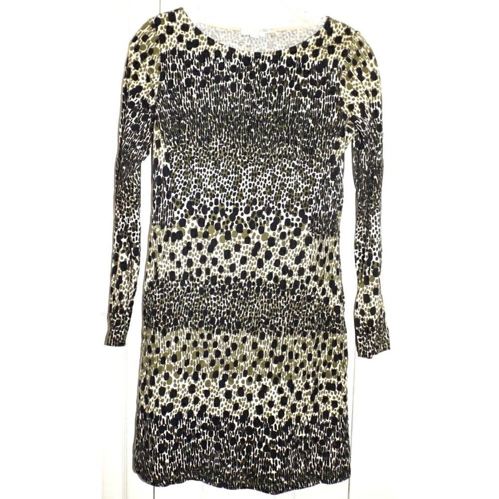 BODEN Women's 4 Pullover Long Sleeve Mini Dress Abstract Print Cotton Blend